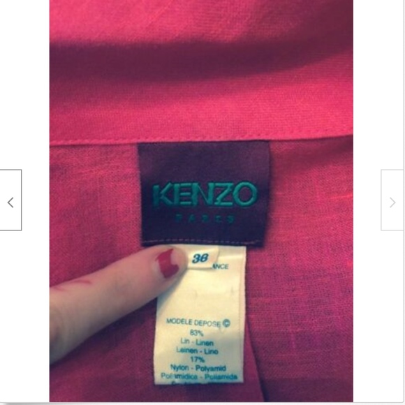 KENZO Paris Fuchsia Button Front Linen Jacket SZ 6 - Picture 6 of 6